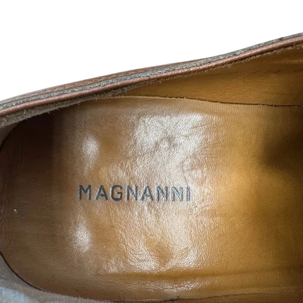 Magnanni Men's Saffron Oxford Cap Toe Dress Shoe Tan Brown Leather 11.5